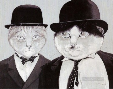 スーツを着た猫 おどけたユーモア ペット Oil Paintings